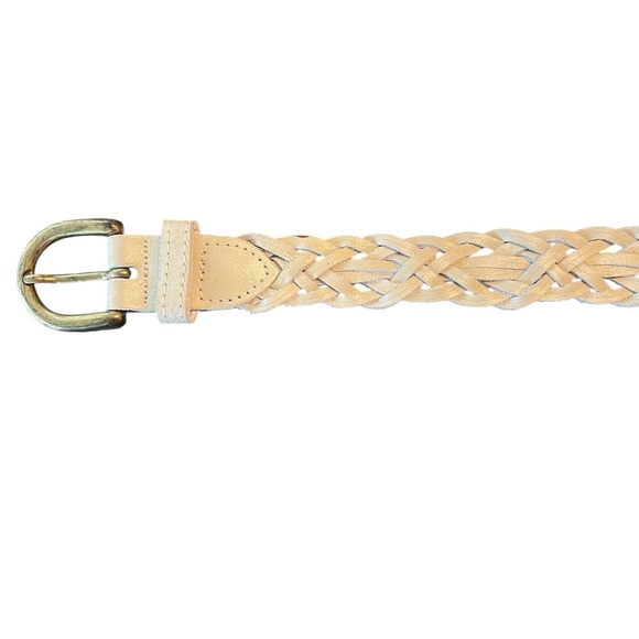 🤍Capezio Braided Cream Leather Belt with Gold Buckle size XXXL. New condition - Picture 4 of 12